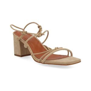 ALOHAS Beige Suede Strappy Block Heel Sandals